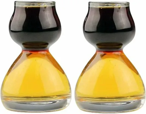 Miniatura 7 de QUAFFER Vaso de chupito de doble burbuja – Jigger de chupito Chaser para tomas suaves y sabrosas – Divertidos vasos de chupito divididos únicos
