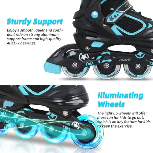 Miniatura 4 de Nattork Blade - Patines para niños con rueda iluminada, para exteriores e interiores, patines negros en línea iluminados para niños pequeños de 5 a