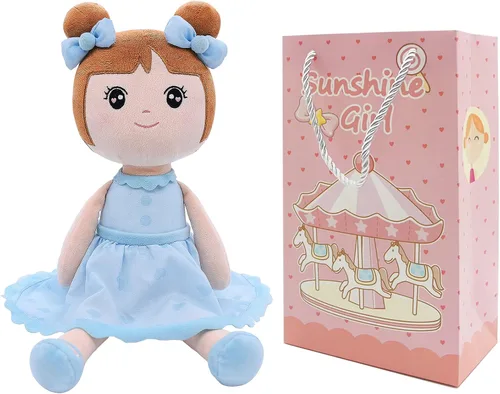 Conzy Muñecas de bebé, regalos para niñas, juguete de peluche de 17.3 in en color azul, muñeca de trapo suave para bebés con bolsa de regalo de 17.3