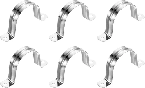 Miniatura 29 de uxcell 6 correas rígidas de tubo, 4.331 in (4.33 pulgadas) 201 de acero inoxidable 201 con 2 agujeros en forma de U, abrazaderas de tubo para fijar