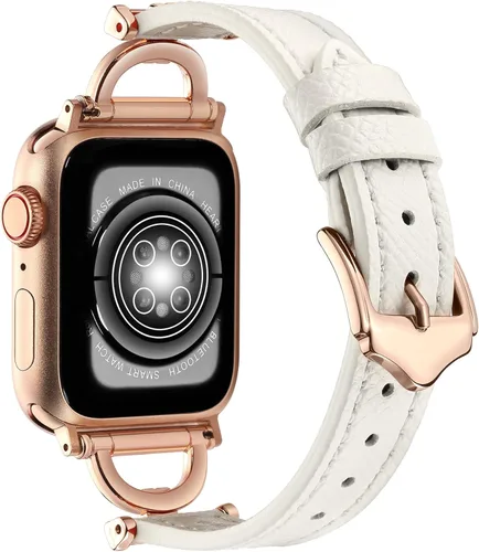 Miniatura 17 de Correa de cuero genuino compatible con Apple Watch para mujeres 38mm 40mm 41mm 42mm (serie 2024 10), correa de cuero delgada de diseñador