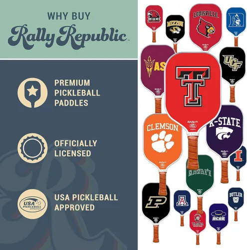 Miniatura 7 de Raqueta de pickleball colegial oficialmente licenciada - Raqueta aprobada por la Asociación de Pickleball de EE. UU. - Núcleo de nido de abeja Texas