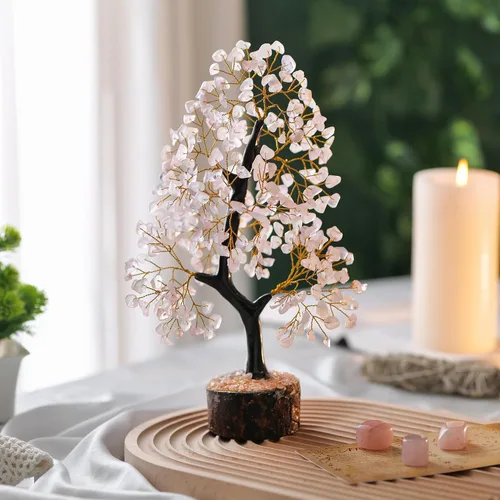 Miniatura 5 de Árbol de cuarzo rosa – Árbol de cuarzo rosa – decoraciones de escritorio para oficina de mujer – Decoración de cristal – Decoración de habitación