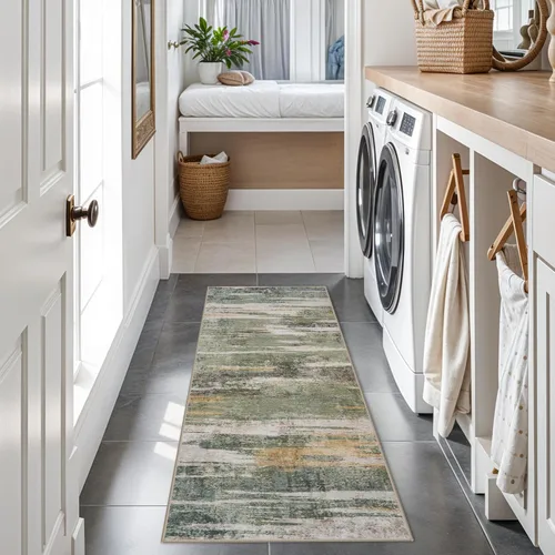 Miniatura 67 de Alfombra lavable para pasillo de 3 x 12 pulgadas, alfombras abstractas modernas con parte trasera antideslizante, alfombra ultra suave para cocina