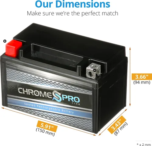 Miniatura 2 de Chrome S Pro YTX7A-BS Batería de 12V 7Ah libre de mantenimiento, reemplazo para ATV, motocicleta, motos acuáticas, patinete, UTV y más - Terminal