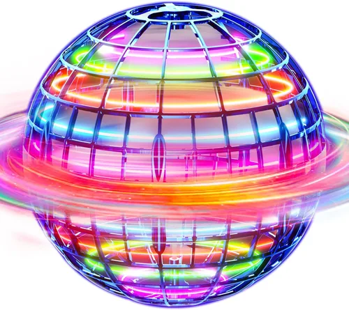 Ivtivfu Bola de orbe voladora (azul, 2026 actualizada) con luces deslumbrantes, spinner mágico flotante, dron boomerang genial, globo cósmico