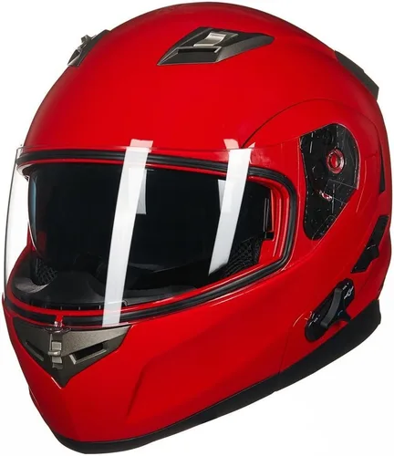 Miniatura 3 de ILM - Casco de motocicleta modular con visera solar abatible, Bluetooth integrado, intercomunicador, Mp3 Modelo 953/953 PRO Rojo