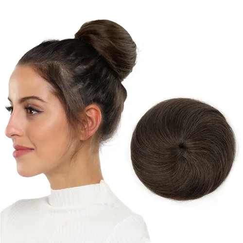 Miniatura 11 de Moño de Cabello Humano 100%, Moño Desordenado Pieza de Cabello Extensiones de Cabello Humano Real Moño de Cabello Rizado Natural Piezas de Cabello