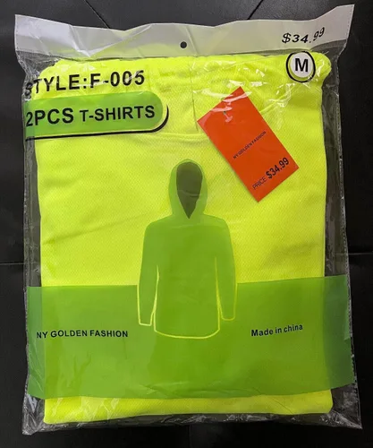 Miniatura 3 de NY GOLDEN FASHION Hi Vis - Camiseta de alta visibilidad de manga larga para trabajo de construcción con capucha 2 piezas amarillo neón
