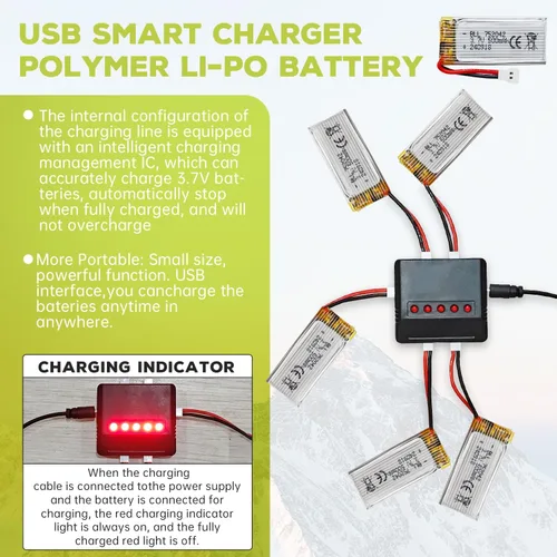 Miniatura 3 de 3.7 V 500 mAh 25C Li/5 en 1 Cargador de batería para H31 H37 H6D Hubsan X4 FPV H107C H107D H107L H107P H108 JXD392 JXD388 JXD385 UDI U816A MA X5C