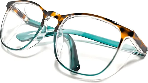 Gafas de seguridad antivaho Z87.1, bloqueo de luz azul, antipolvo, protección UV, para hombres y mujeres (tortuga/verde)