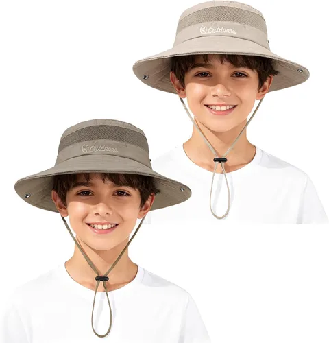 Miniatura 11 de Zando Sombrero de sol para niños al aire libre, UPF 50+, impermeable, sombrero de pescador para niños y niñas, ala ancha, resistente al viento