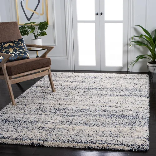 Miniatura 20 de SAFAVIEH Hudson Shag Collection - Alfombra decorativa de 2 x 3 pies, color marfil y azul marino, no desprende pelusa y de fácil cuidado, 2 pulgadas