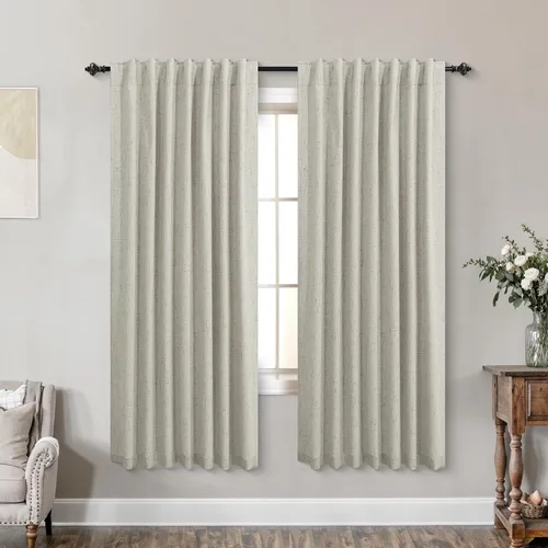 Miniatura 118 de KOUFALL - Cortinas de medio estilo francés de lino para ventana, juego de 2 cortinas cortas de 40 pulgadas de longitud, para privacidad, cortinas