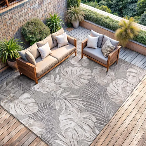 Miniatura 49 de CAMILSON Alfombra para Interiores y Exteriores, Alfombras de Área Azules 5x7 con Hojas Tropicales Botánicas para Patios Interiores y Exteriores