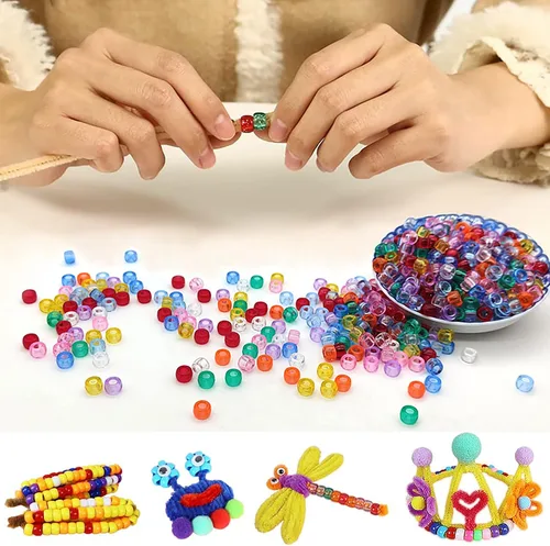 Miniatura 5 de Perlas Pony transparentes y claras de 6x9mm para pulseras de la amistad para hacer joyas 1000 piezas de plástico cuentas coloridas para pulseras