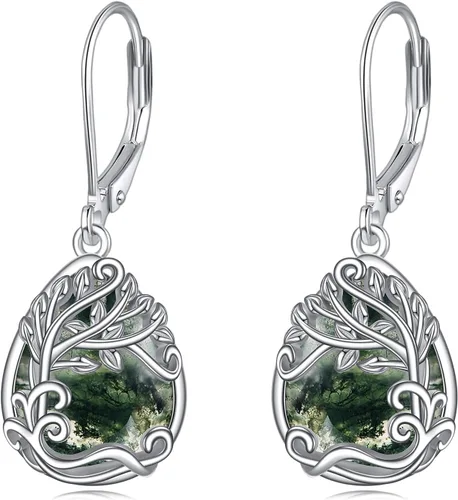 Miniatura 90 de Aretes colgantes con forma de lágrima de filigrana de piedra lunar de plata de ley 925 con cierre de palanca para mujer, regalos de joyería