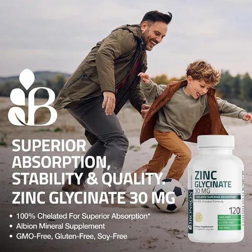 Miniatura 3 de Bronson Glicinato de zinc 30 mg quelatado absorción superior 100% fórmula quelatada sin OMG, 240 cápsulas vegetarianas