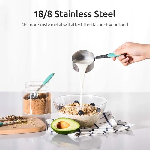 Miniatura 6 de U-Taste Juego de 10 pinzas de cocina de silicona resistentes al calor de 600 °F, taza medidora de acero inoxidable 18/8 y cuchara, juego de 10