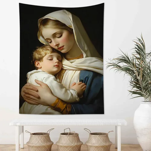 Miniatura 9 de HVEST Tapiz cristiano para colgar en la pared, tapiz navideño para colgar en la pared, tapiz de Jesús para dormitorio, habitación, decoración