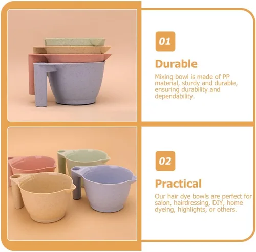 Miniatura 7 de minkissy Tazones mezcladores de tinte para el cabello, paquete de 2 cuencos portátiles de plástico con asas ergonómicas para salón y hogar