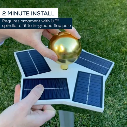 Miniatura 6 de Solar Star - Luz patriótica para mástil de bandera – Luz de poste de bandera de montaje superior con doble batería y paneles solares más grandes