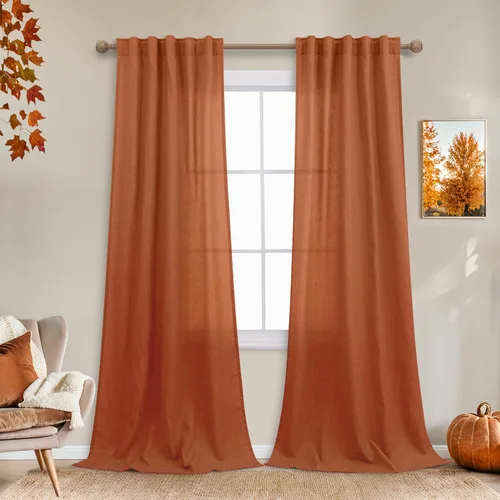 Miniatura 24 de Cortinas de lino azul claro de 90 pulgadas de largo para sala de estar, dormitorio de niñas, guardería, decoración acogedora de verano, bolsillo