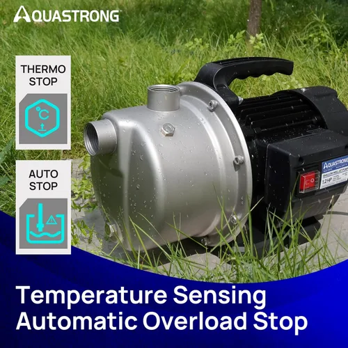 Miniatura 5 de Aquastrong Bomba de pozo poco profundo portátil de 1.2 HP, 1209 GPH, 115V, de acero inoxidable, bomba de riego para aspersores/transferencia de agua