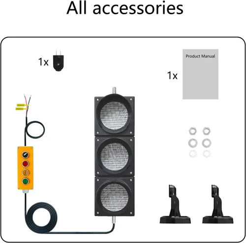 Miniatura 9 de Juego de luces de tráfico/parada/marcha de 100mm (4 pulgadas) AC85-265V, carcasa de PC impermeable IP65 (controlador de 103 botones)