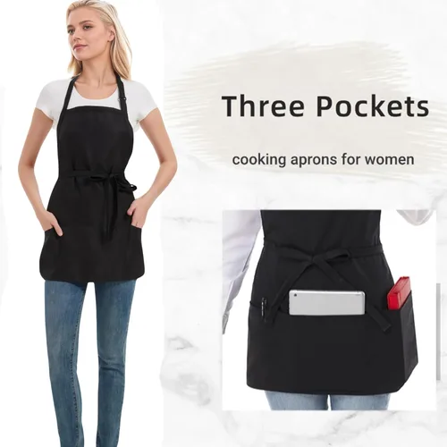 Miniatura 6 de Delantales ajustables impermeables con 3 bolsillos para hombres y mujeres, delantal de servidor para cocina, cocina al aire libre, jardinería