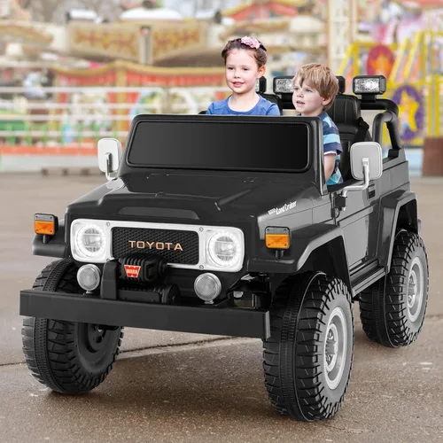 Miniatura 8 de Costzon Auto de 2 plazas, camión Toyota FJ40 con licencia de 12 V con control remoto de 2.4 G, suspensión de resorte, caja de almacenamiento, luces