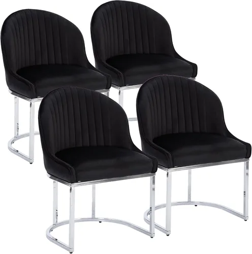 Miniatura 28 de Juego de 2 sillas de comedor de terciopelo, sillas de comedor tapizadas con patas de metal dorado, sillas auxiliares modernas para cocina, sillas