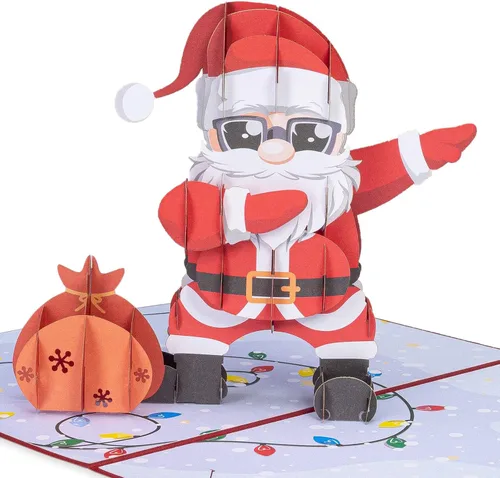 Miniatura 7 de Paper Love Tarjeta de Navidad desplegable 3D, Ho Ho Ho, regalo para Navidad o vacaciones, cubierta de 5 x 7 pulgadas, incluye sobre y etiqueta