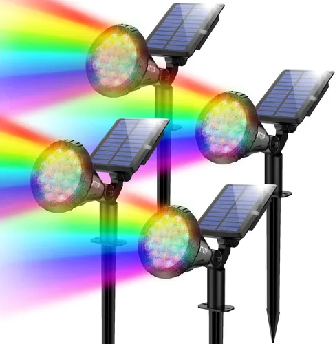 Focos Solares Al Aire Libre Cambio De Color, Luces De Mástil De Bandera Ajustables 180°, Luces De Jardín Solares Impermeables IP67, Luces De Pared