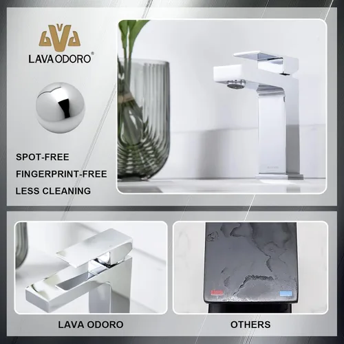 Miniatura 3 de Lava Odoro - Grifo de baño cromado, grifo de baño de un solo agujero, grifo de lavabo de baño de una sola manija con ensamblaje de drenaje Cromo
