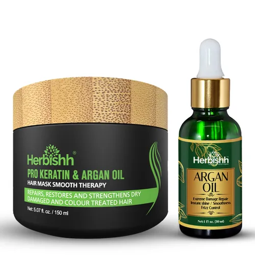 Miniatura 13 de Herbishh Mascarilla capilar de argán, acondicionador e hidratación profundos para un cabello de aspecto más saludable, 0.8 fl oz para cabello muy