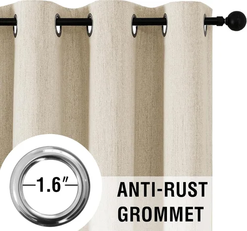 Miniatura 4 de H.VERSAILTEX Cortinas opacas de lino chenilla para dormitorio, térmicamente aisladas, cortinas texturizadas con aspecto de lino con revestimiento