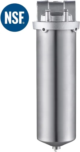 Miniatura 2 de Carcasa de filtro de acero inoxidable con certificación NSF/ANSI 42 para cartucho de filtro de 10 pulgadas, carcasa de filtro de agua NPT de 1