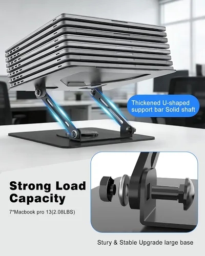 Miniatura 7 de Soporte giratorio para laptop de 360° para escritorio Ergonómico, altura ajustable, ahueca hacia fuera la estructura estable de la disipación