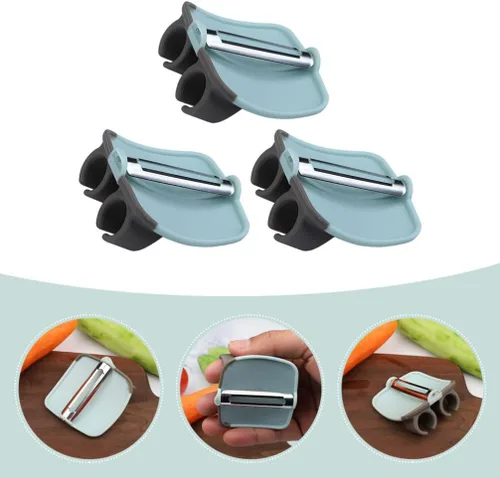 Miniatura 7 de HEMOTON 3 unids dedo melón rallador Veg Peeler Face Raspador Herramienta Pelador de patatas Dedo Pelador Naranja Patata Raspador Multifunción Palma