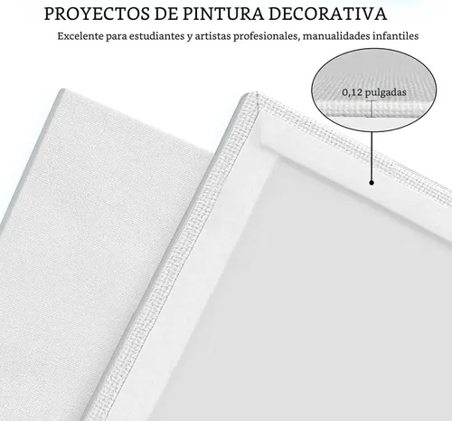 Miniatura 2 de Artkey Lienzos para pintar de 8 x 10 pulgadas, paquete de 12 unidades, 10 onzas, imprimados 100% algodón, blanco para pintura, suministros de arte