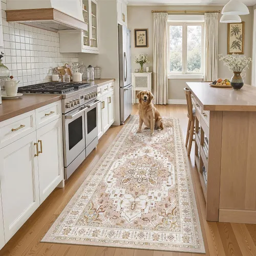 Miniatura 675 de Madane Tapete lavable de 2 x 10 pies para pasillo, cocina, recibidor, clásico, suave, antideslizante para interiores, casa de campo, baño, sala