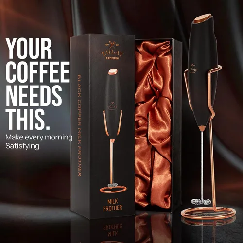 Miniatura 224 de Zulay Milk Boss Espumador de leche potente manual, hace espuma para latte, batidor para mezclar bebidas, café, miniespumador para capuchino, frappé