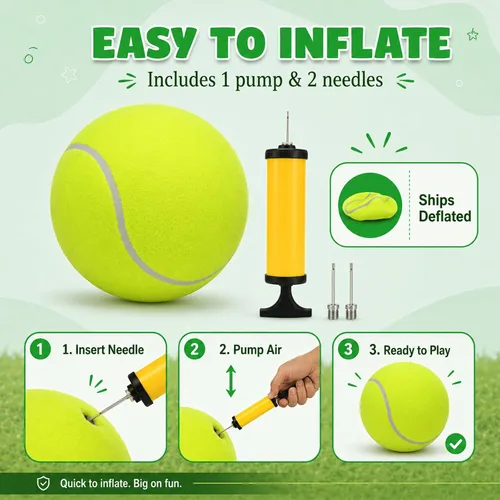 Miniatura 7 de INSUM Pelota de tenis gigante de 9.5 pulgadas, pelota de juguete grande para perros para jugar al aire libre, cumpleaños para perros grandes, ideal