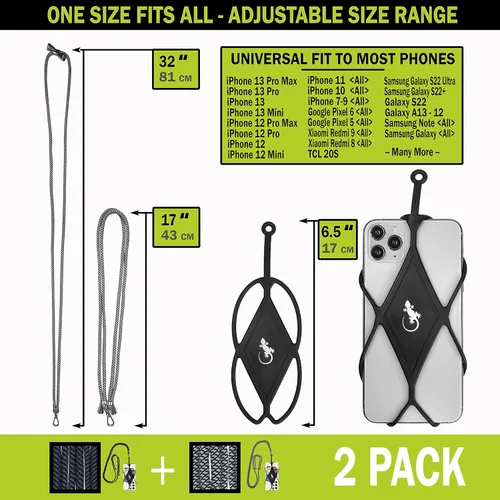 Miniatura 4 de Gecko Travel Tech Cordones de teléfono con cordón para teléfono celular para alrededor del cuello del cuello Lanyard Phone Crossbody Paquete de 2