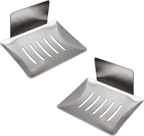 Miniatura 12 de Jaboneras para baño, soporte para jabón de barra con bandeja autodrenante, bandeja de jabón para pared de ducha, recipiente de jabón autoadhesivo