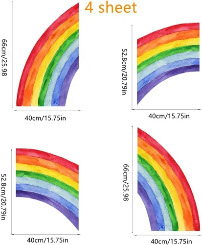 Miniatura 6 de Calcomanías de arco iris para pared, calcomanías de pared de Escandinavia, removibles, despegar y pegar, sala de estar, dormitorio de niñas, jardín