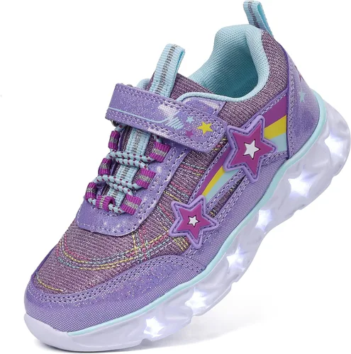 SPR&JOY Zapatos con luz para niños y niñas, ligeros, transpirables, antideslizantes, tenis deportivos con luces LED intermitentes para niños pequeños
