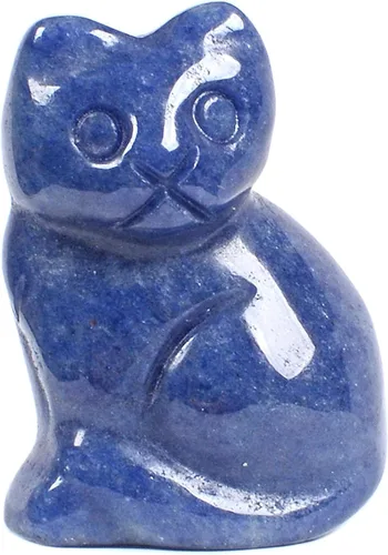 Miniatura 10 de Justinstones Escultura de gato tallada de cristal de cuarzo, estatua de gato de animal gatito de 1.181 in, mini figura de gato sentado de cristal