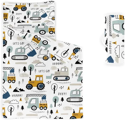 Miniatura 22 de Tapete para siesta – Saco de dormir de animales con almohada extraíble – Juego de ropa de cama para guardería y fiestas de pijamas, preescolar
